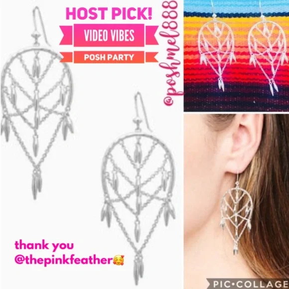 Stella & Dot | Shimmering Silver Helai Delicate Woven Web Chandelier Earโฆ - Picture 3 of 8